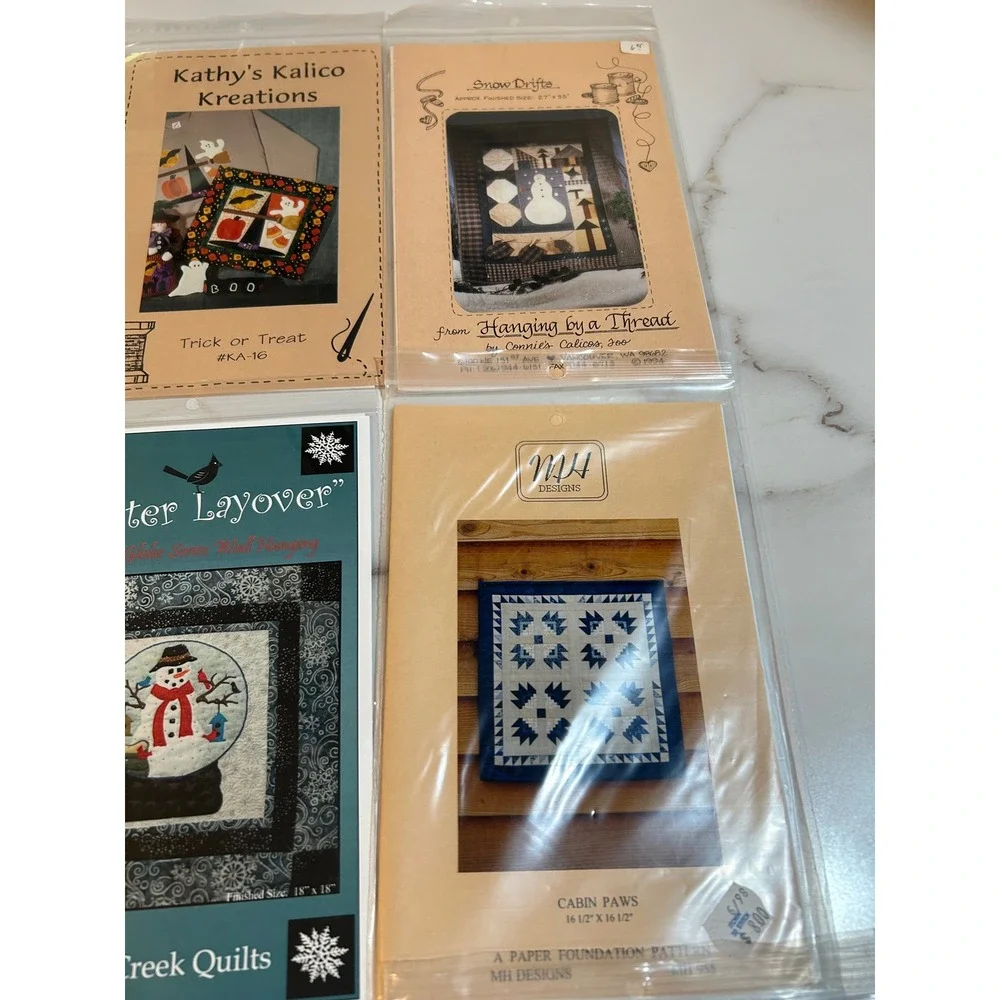 Lot of 9 Quilt Patterns‎ Kits Snowman Winter Holiday Table Runner Wall Hanging